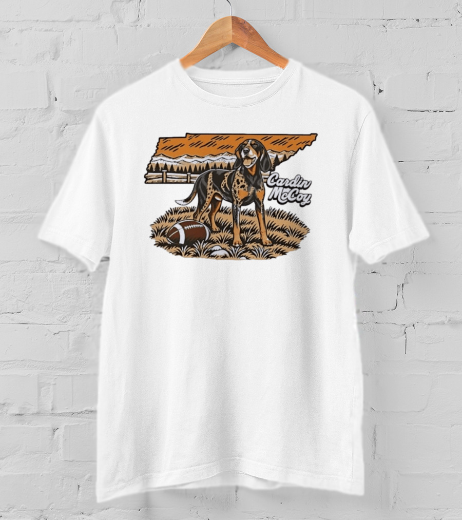 Cardin McCoy Tennessee Bluetick Coonhound Football Landscape T-Shirt