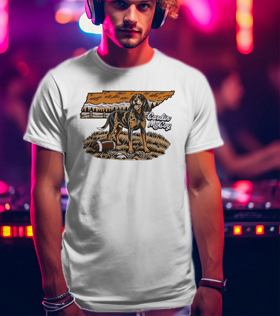 Cardin McCoy Tennessee Bluetick Coonhound Football Landscape T-Shirt