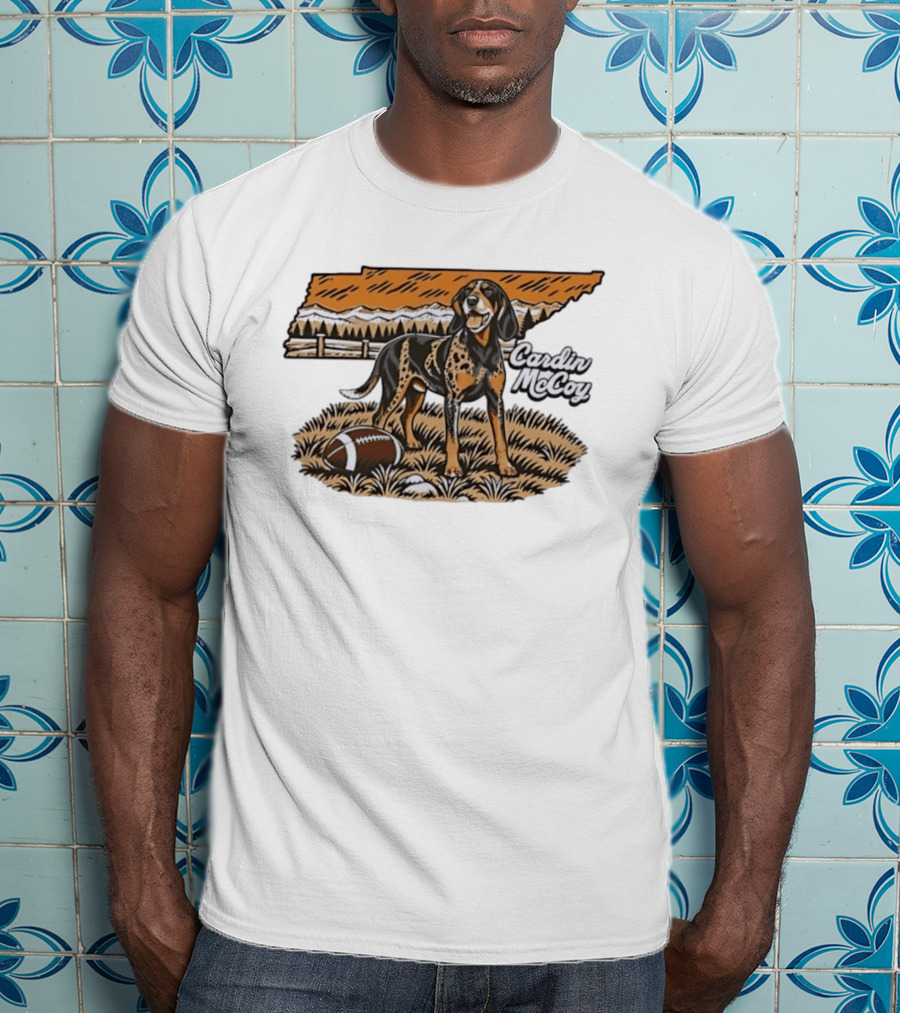 Cardin McCoy Tennessee Bluetick Coonhound Football Landscape T-Shirt