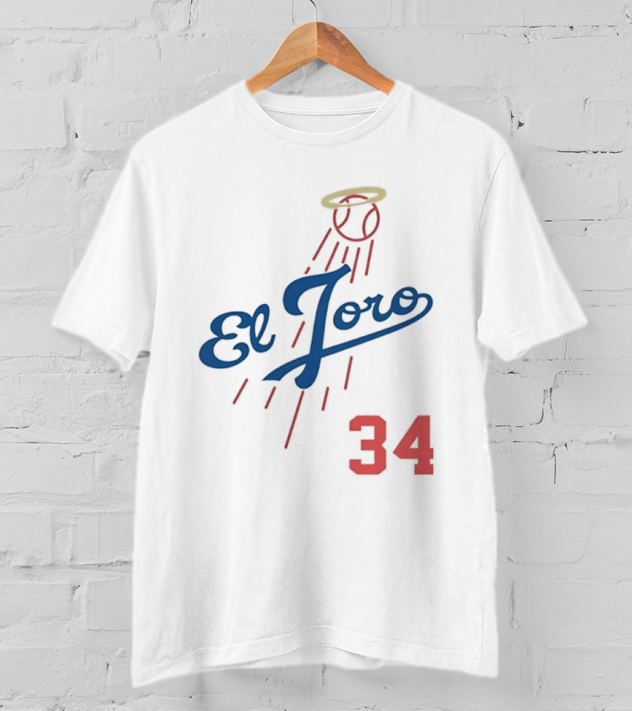 El Toro 34 Baseball Los Angeles Dodgers Fernando Valenzuela Halo T-Shirt