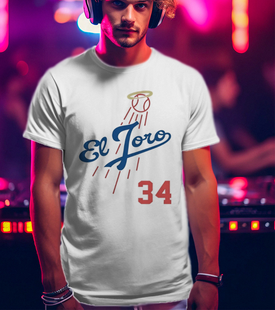 El Toro 34 Baseball Los Angeles Dodgers Fernando Valenzuela Halo T-Shirt