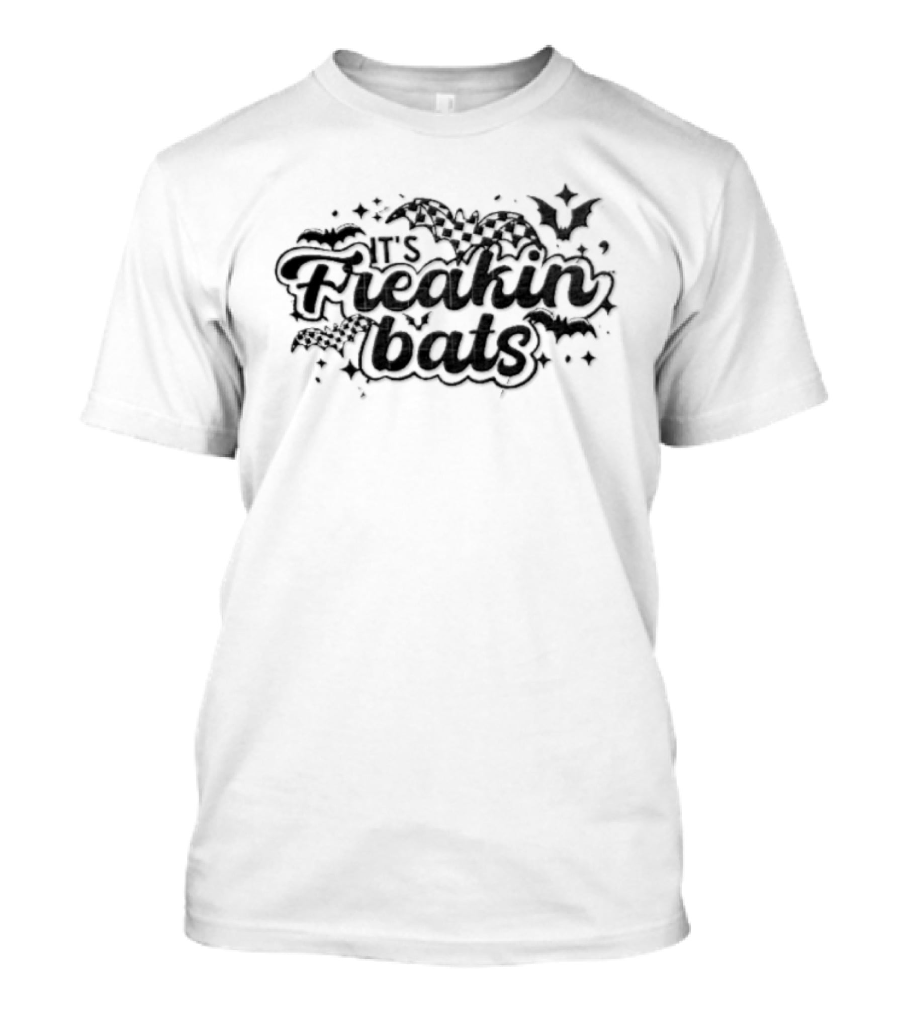 Freakin Bats Black Checkered Wings Stars Halloween T-Shirt