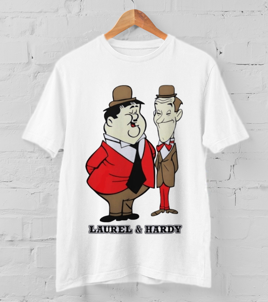 Laurel And Hardy Cartoon Style Classic Comedy T-Shirt