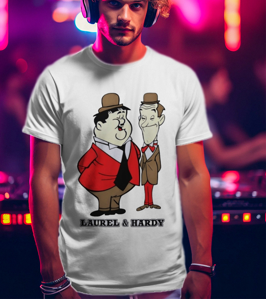 Laurel And Hardy Cartoon Style Classic Comedy T-Shirt