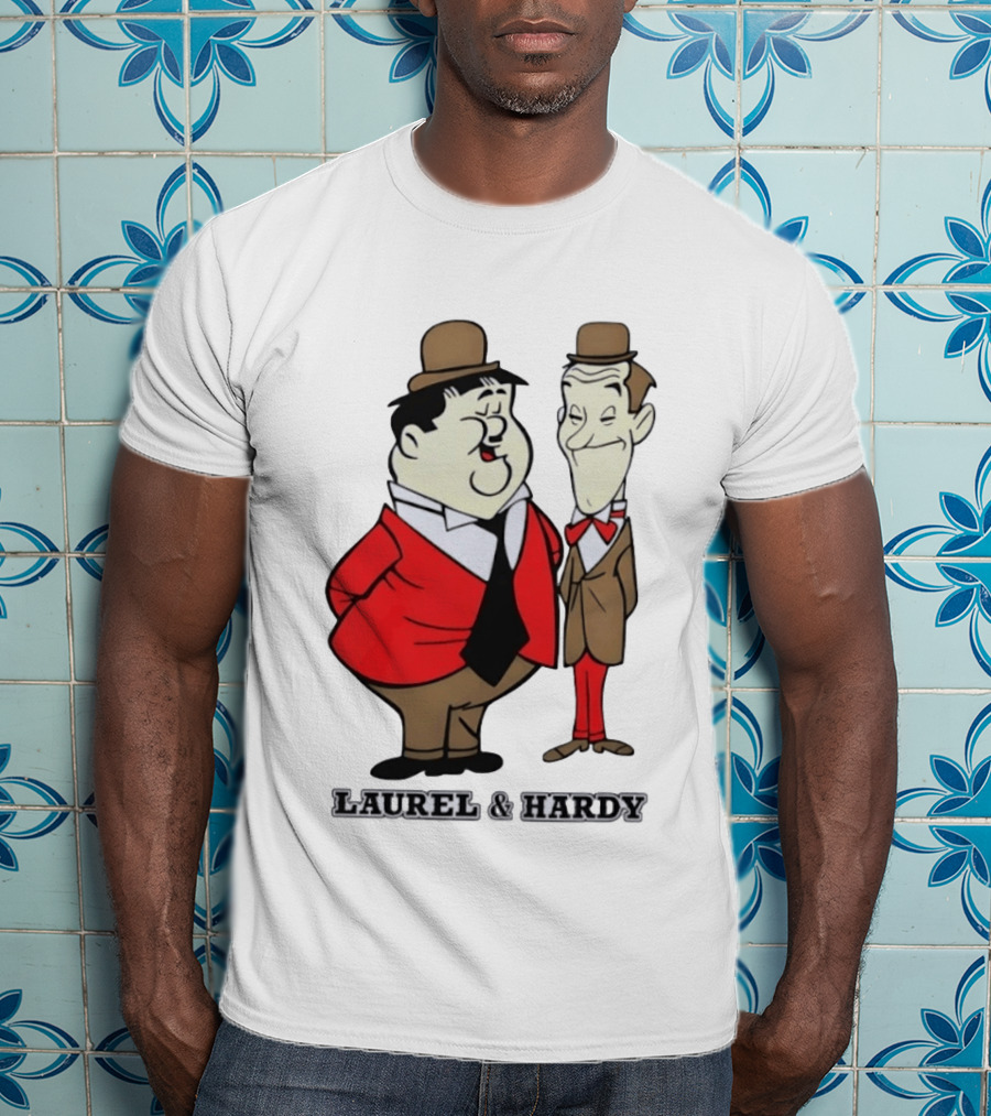 Laurel And Hardy Cartoon Style Classic Comedy T-Shirt