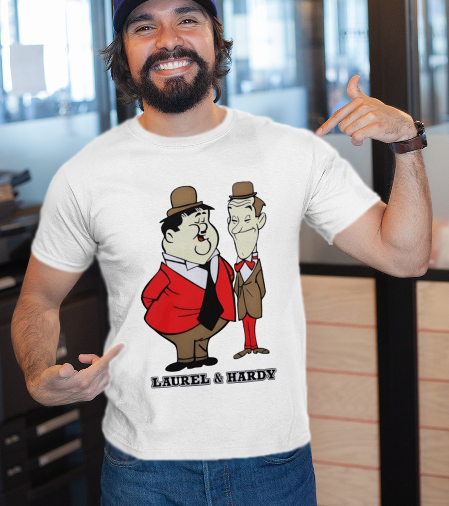 Laurel And Hardy Cartoon Style Classic Comedy T-Shirt