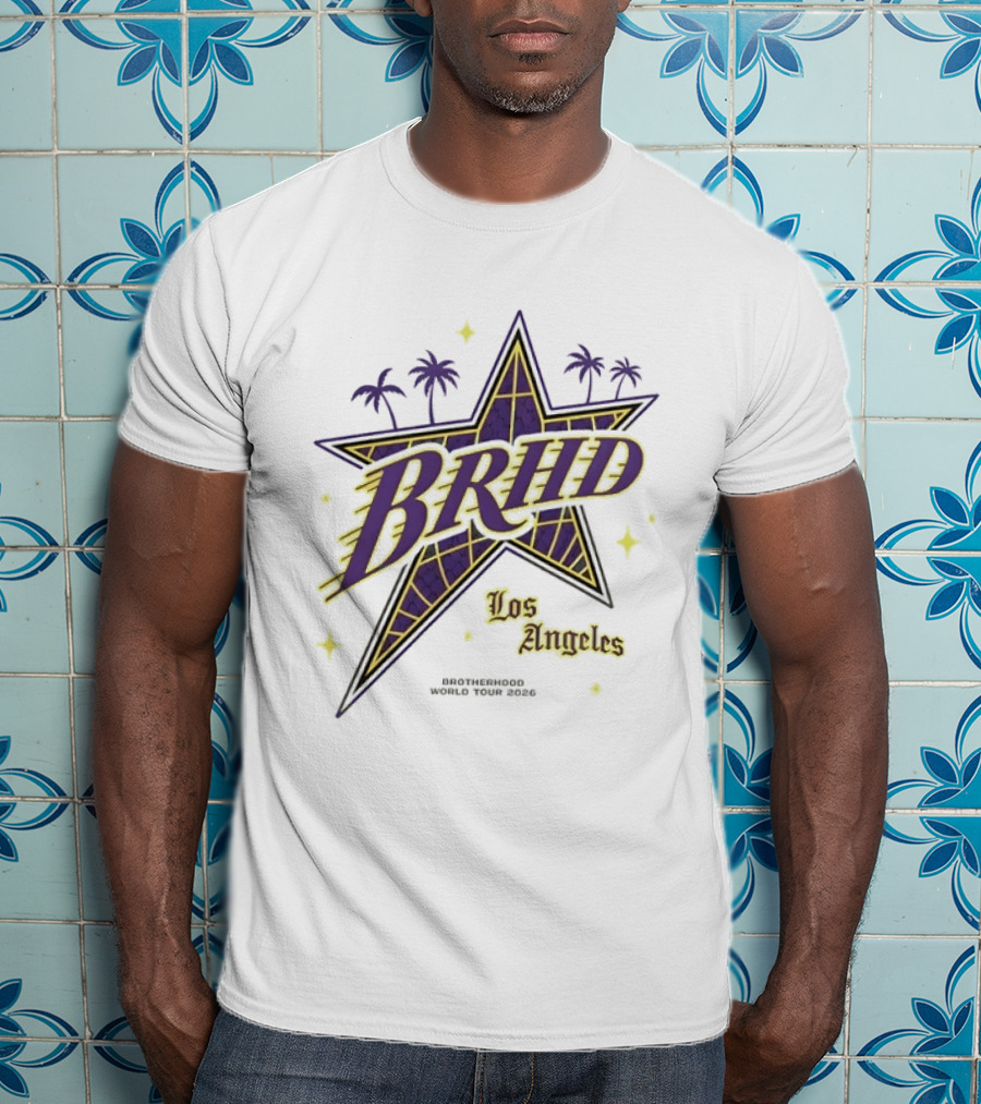 Los Angeles Brhd Brotherhood World Tour 2026 Star Palm Trees T-Shirt