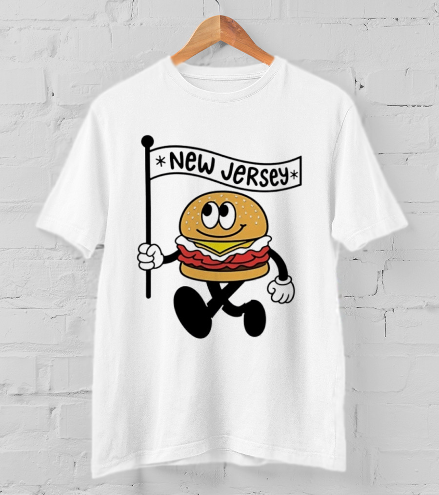 New Jersey Walking Burger Cartoon Food T-Shirt