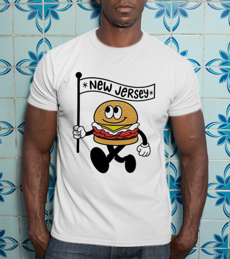 New Jersey Walking Burger Cartoon Food T-Shirt