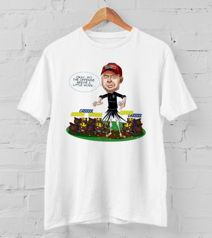 Oklahoma Football Coach Arbuckle Offense Skeleton Cartoon Needs A Little Work T-Shirt