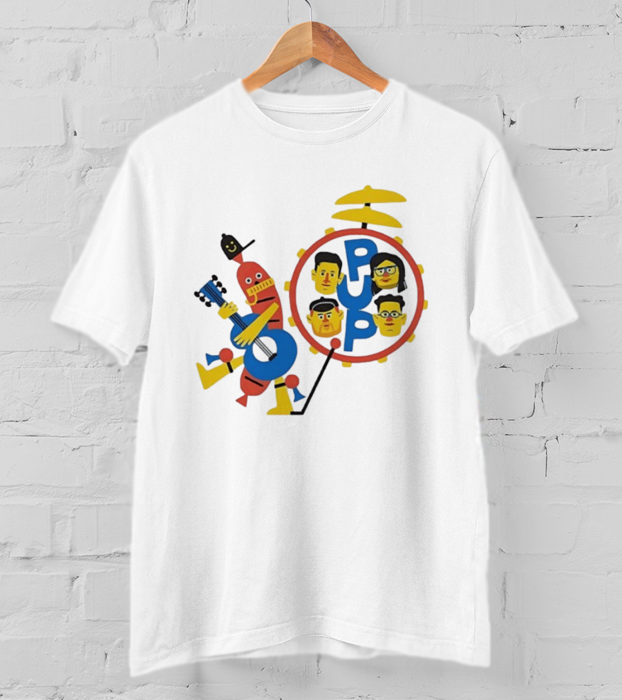 Pup Band Punk Rock Music Cartoon Characters Drums T-Shirt