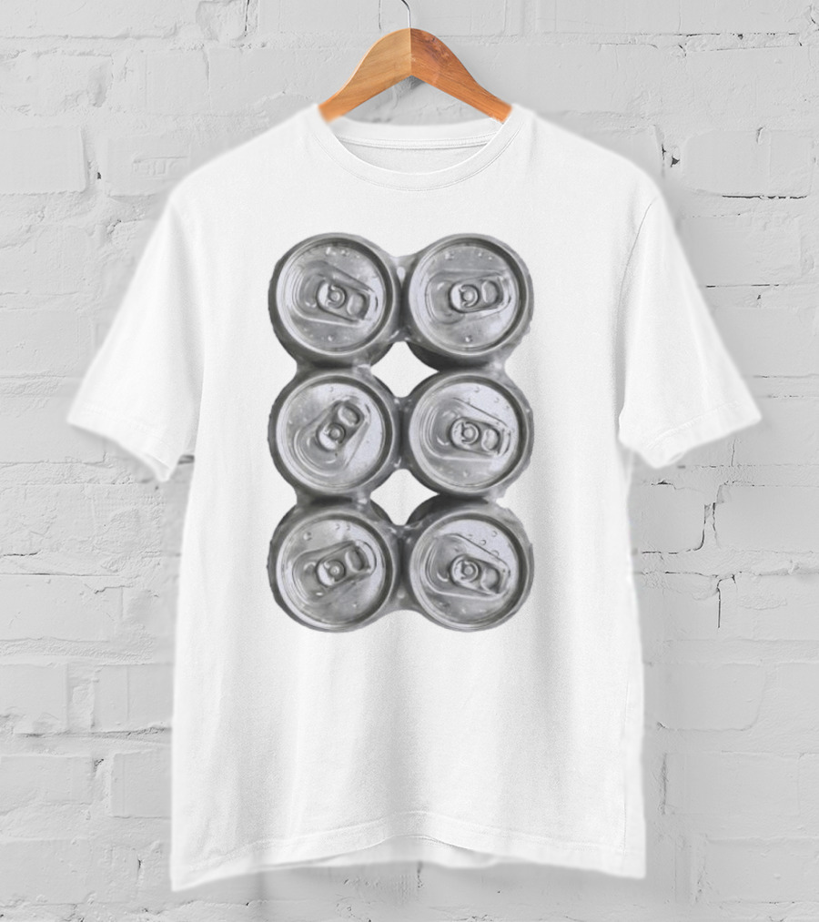 Six Pack Of Aluminum Beverage Cans Top View Realistic T-Shirt