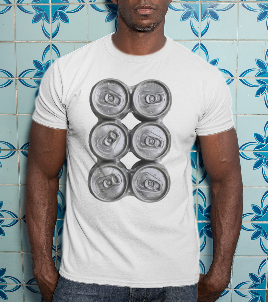 Six Pack Of Aluminum Beverage Cans Top View Realistic T-Shirt