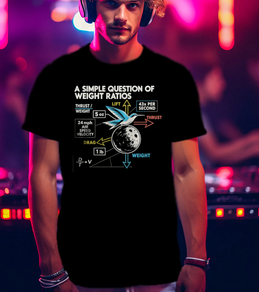 A Simple Question Of Weight Ratios Hummingbird Velocity 24 Mph Terminal Weight Ratio Formula Physics T-Shirt