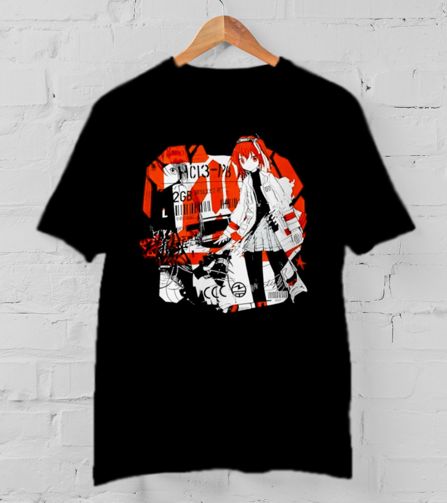 Anime Girl Broadcast Ret Cyberpunk Aesthetic Red Neon T-Shirt