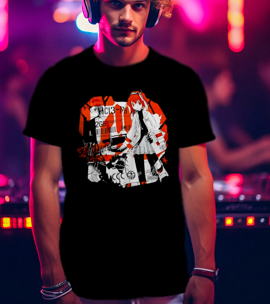 Anime Girl Broadcast Ret Cyberpunk Aesthetic Red Neon T-Shirt