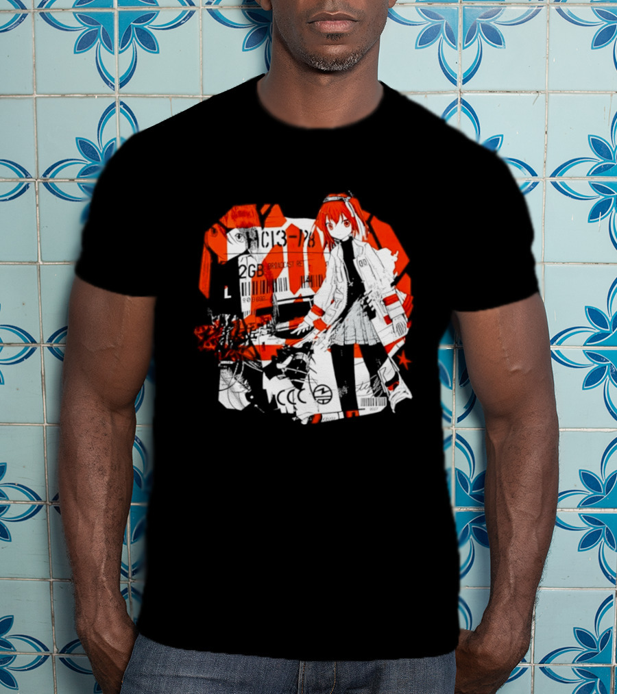 Anime Girl Broadcast Ret Cyberpunk Aesthetic Red Neon T-Shirt