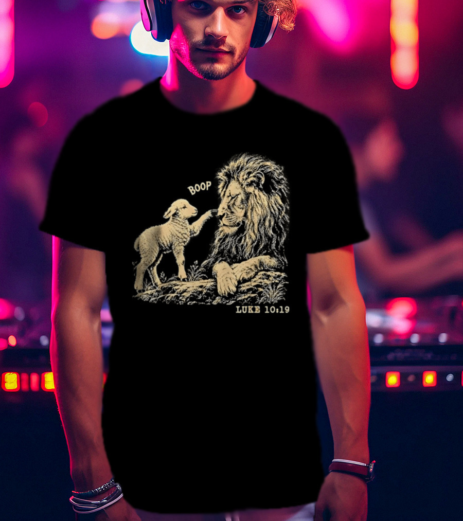 Boop Lion Lamb Luke 10 19 Bible Verse T-Shirt
