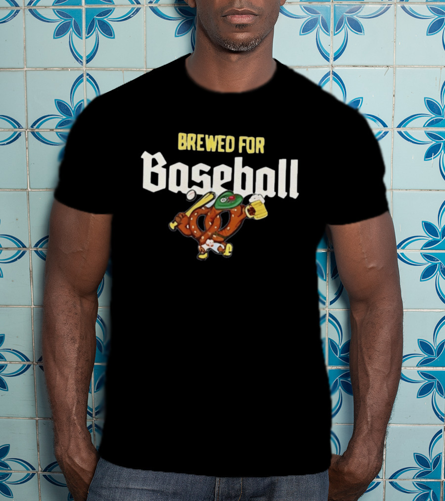 Brewed For Baseball Beer Pretzel And Bat Fun Sports Drink Combo T-Shirt