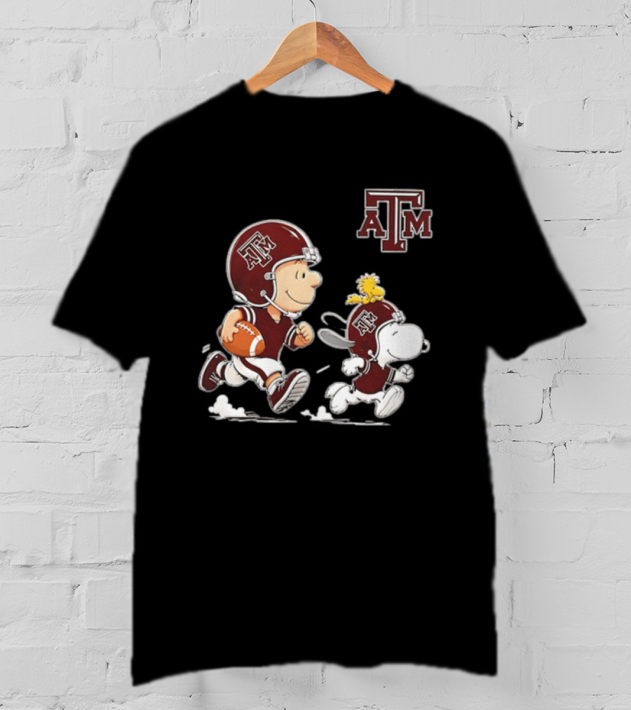 Charlie Brown Snoopy Woodstock Texas A&M Aggies Football 2026 T-Shirt