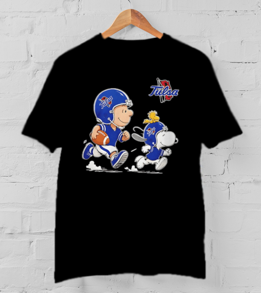 Tulsa Golden Hurricane Football 2026 Charlie Brown Woodstock Snoopy T-Shirt