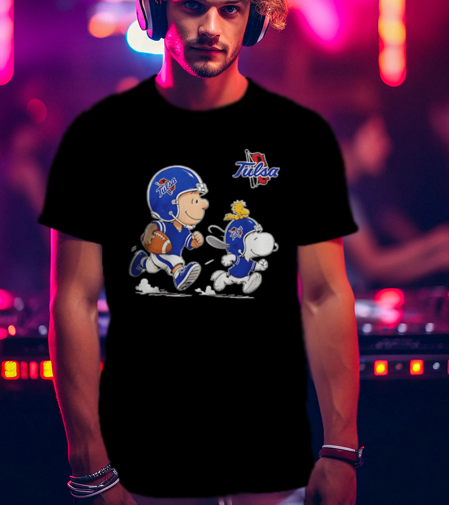 Tulsa Golden Hurricane Football 2026 Charlie Brown Woodstock Snoopy T-Shirt
