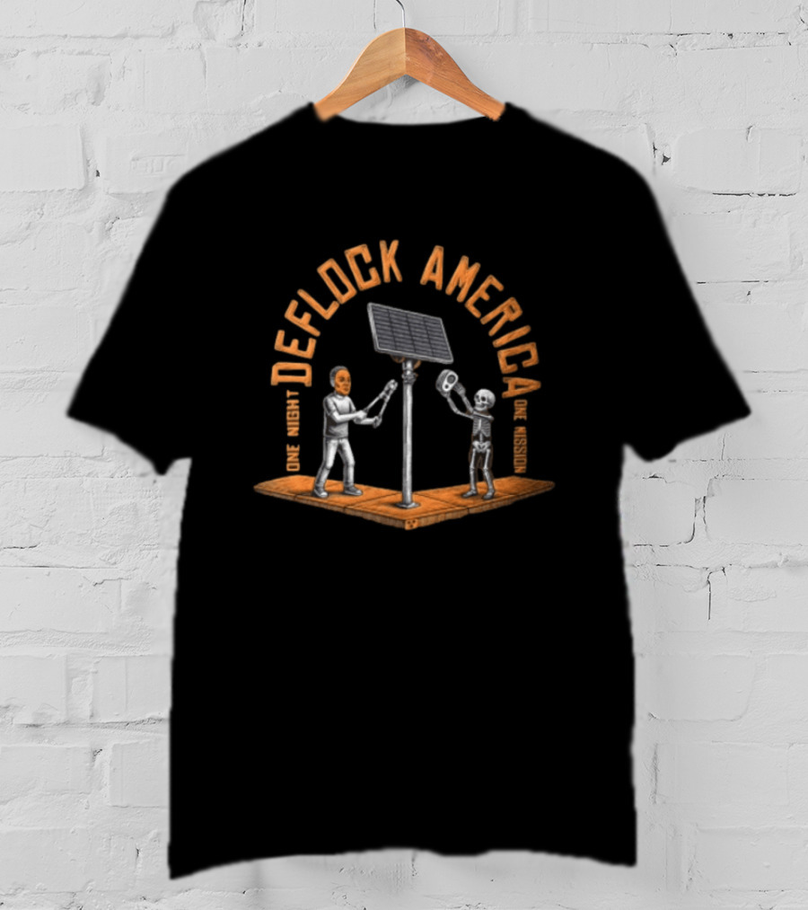 Deflock America One Night One Mission Solar Skeleton Robot T-Shirt
