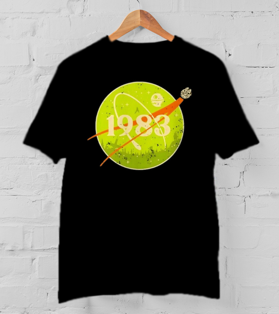 1983 Star Wars Endor Mission Distressed NASA Style Spaceship Moon T-Shirt