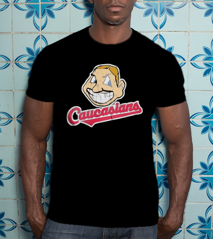 Caucasians Distressed Satire Grinning T-Shirt