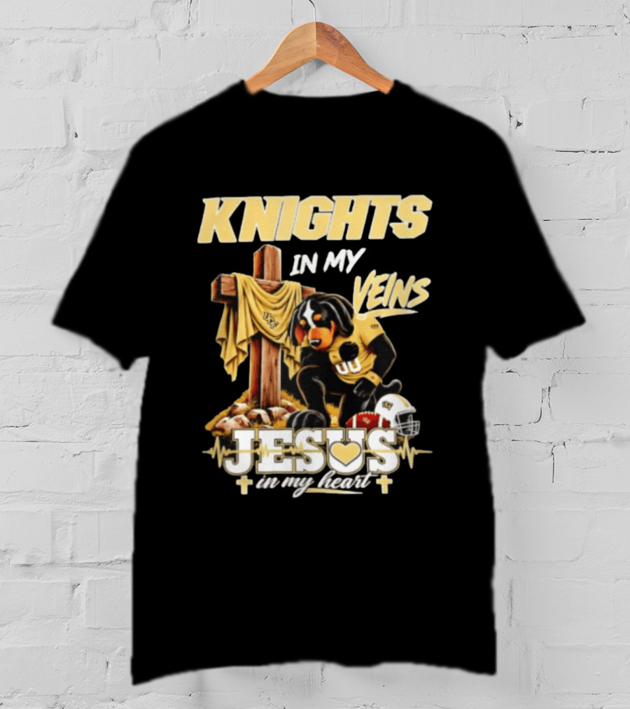 UCF Knights Dog Football Jesus Cross Faith In My Heart T-Shirt