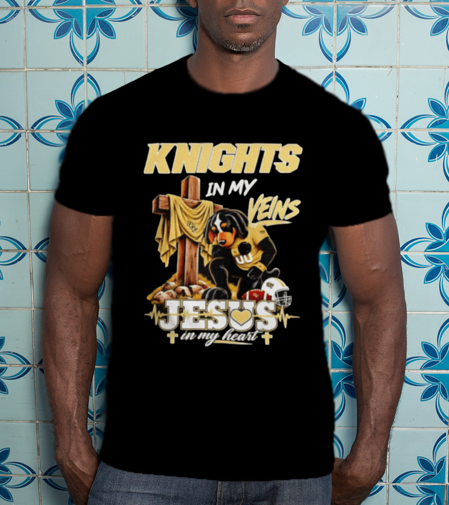 UCF Knights Dog Football Jesus Cross Faith In My Heart T-Shirt