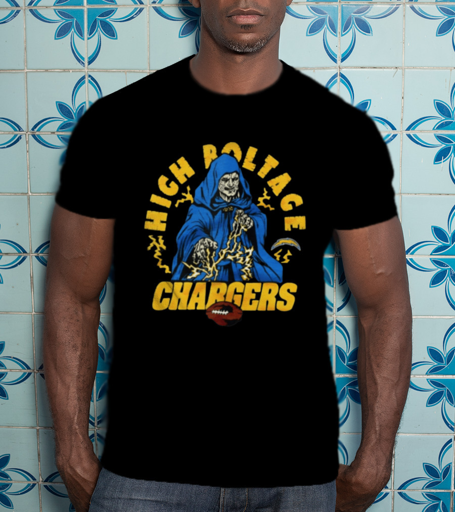 Los Angeles Chargers High Voltage Emperor Palpatine Casting Lightning Bolts T-Shirt