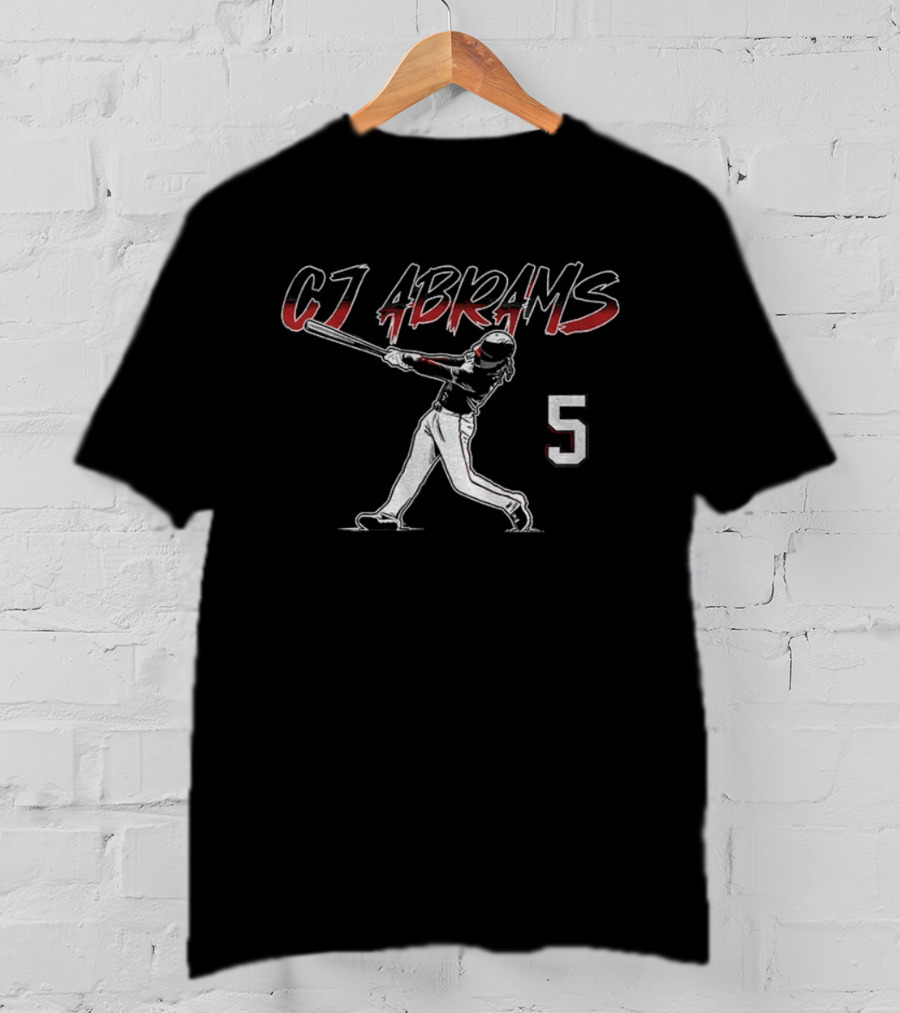 Washington Nationals MLB CJ Abrams 5 Swinging Baseball Player T-Shirt