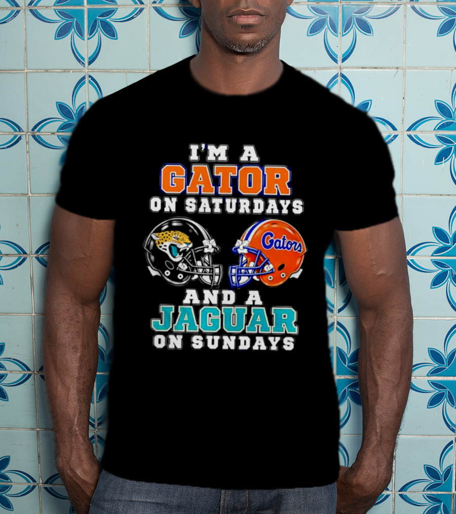 I'm A Gator On Saturdays And A Jaguar On Sundays Football Helmets T-Shirt