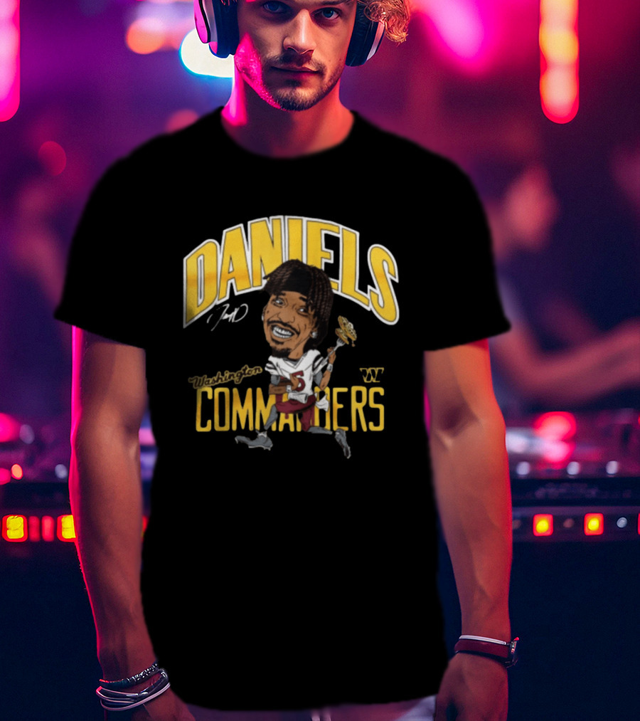 Daniels 7 Washington Commanders Caricature Player Holding Waffle Fork T-Shirt
