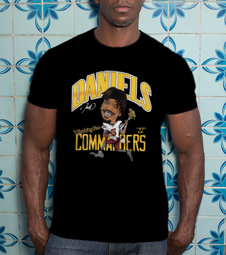 Daniels 7 Washington Commanders Caricature Player Holding Waffle Fork T-Shirt
