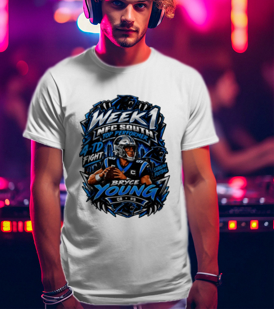 Week 1 NFC South Top Performer Bryce Young 4 TD Fight Carolina Football T-Shirt