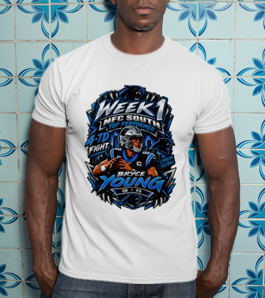 Week 1 NFC South Top Performer Bryce Young 4 TD Fight Carolina Football T-Shirt