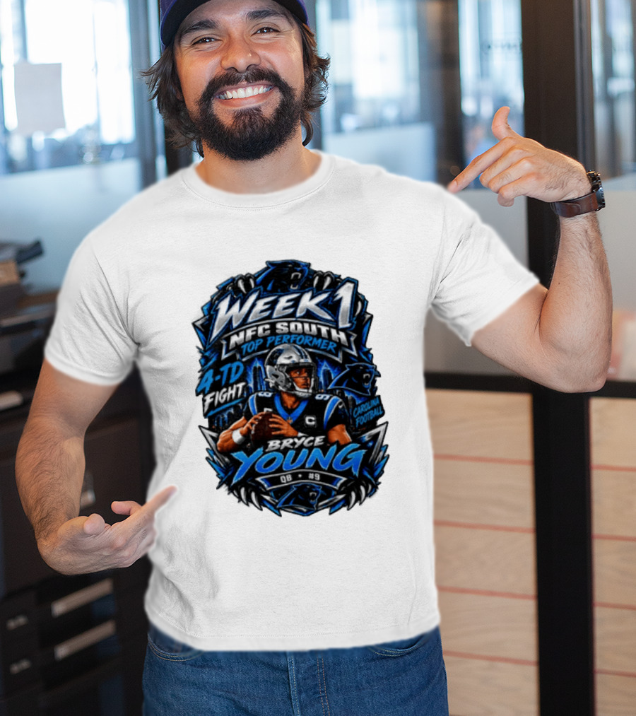 Week 1 NFC South Top Performer Bryce Young 4 TD Fight Carolina Football T-Shirt