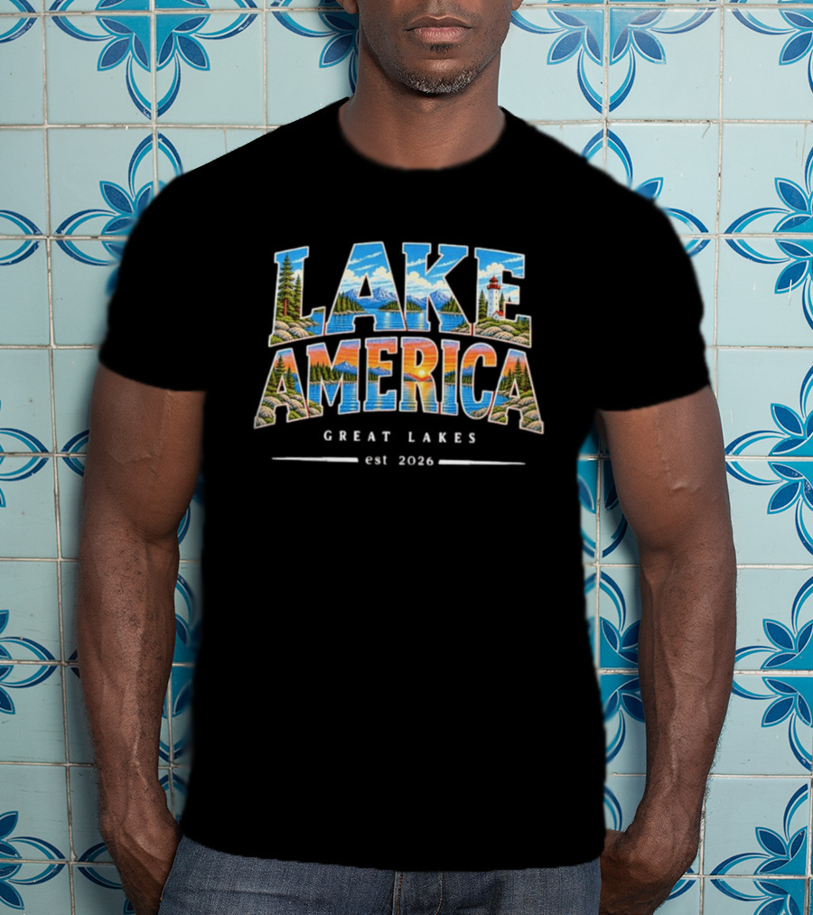 Lake America Great Lakes Est 2026 Nature Scenic Landscape Lighthouse T-Shirt