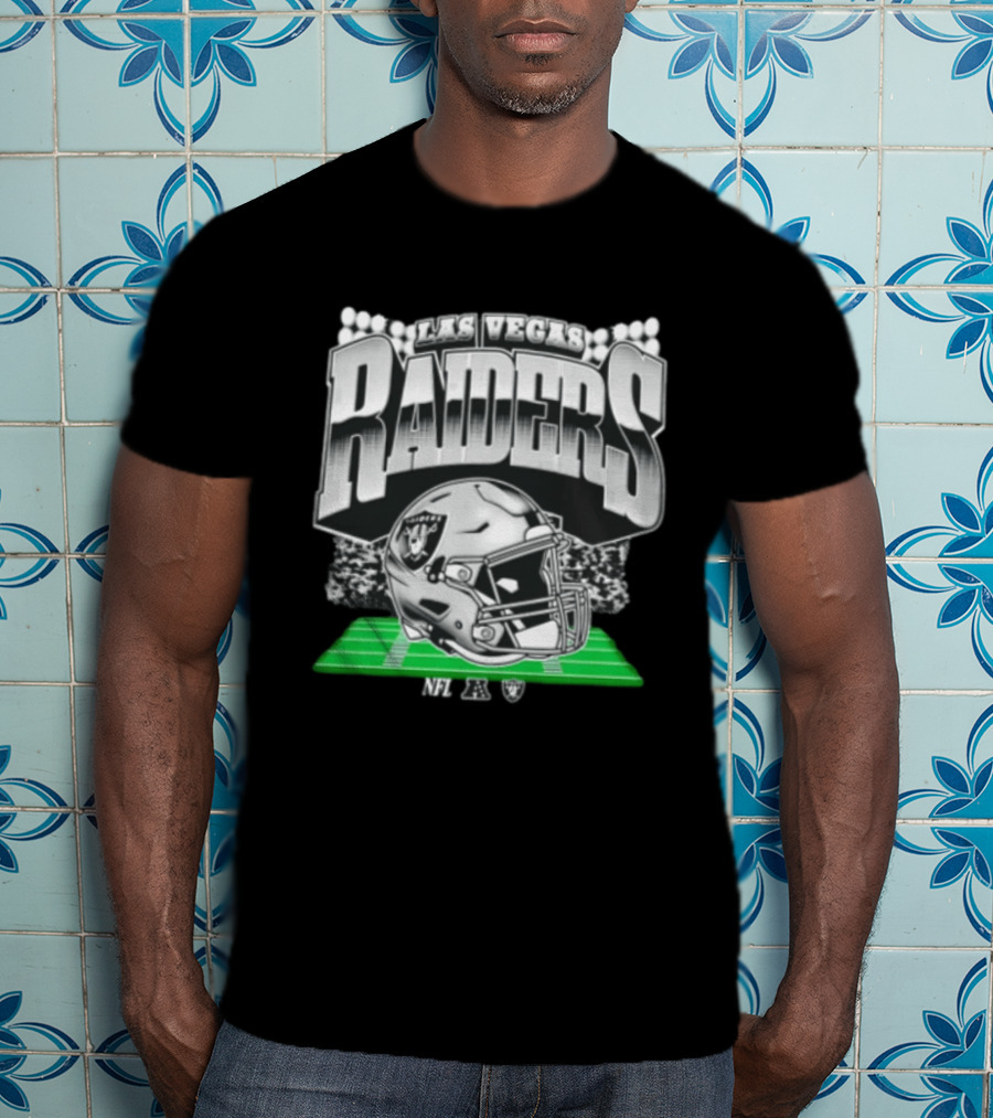 Las Vegas Raiders Football Helmet Stadium Field Lights NFL AFC T-Shirt
