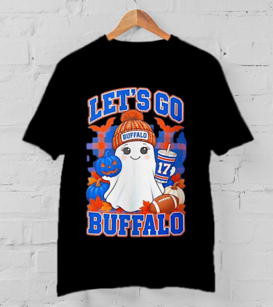 Let's Go Buffalo Ghost 17 Halloween Football Pumpkin Leaves T-Shirt