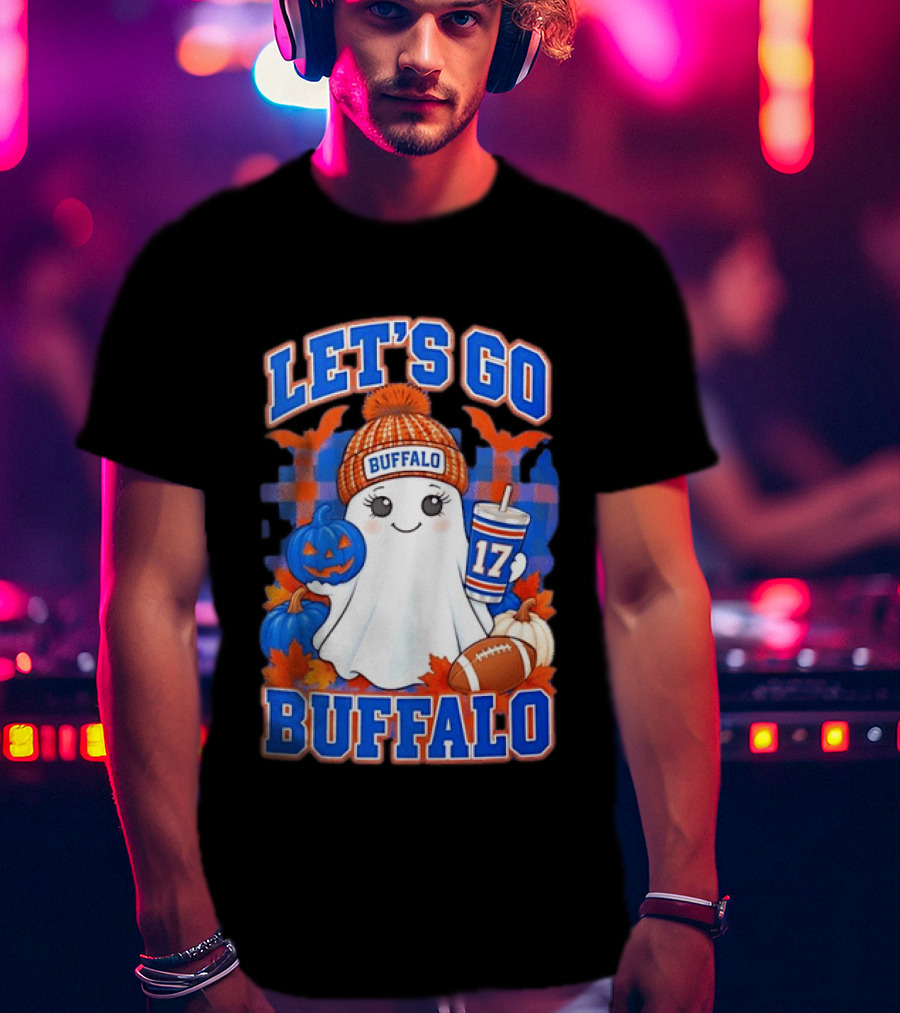 Let's Go Buffalo Ghost 17 Halloween Football Pumpkin Leaves T-Shirt
