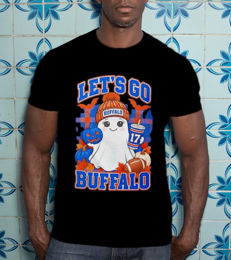 Let's Go Buffalo Ghost 17 Halloween Football Pumpkin Leaves T-Shirt