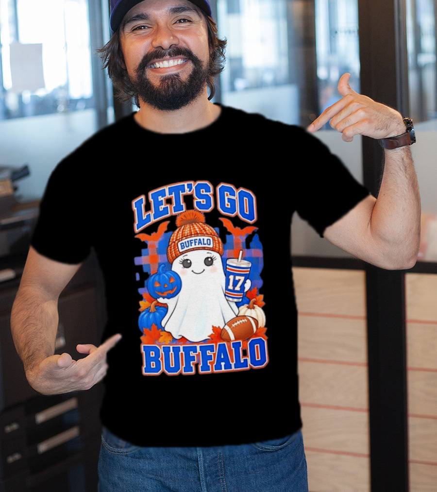 Let's Go Buffalo Ghost 17 Halloween Football Pumpkin Leaves T-Shirt
