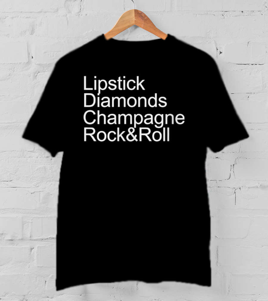 Lipstick Diamonds Champagne Rock & Roll T-Shirt