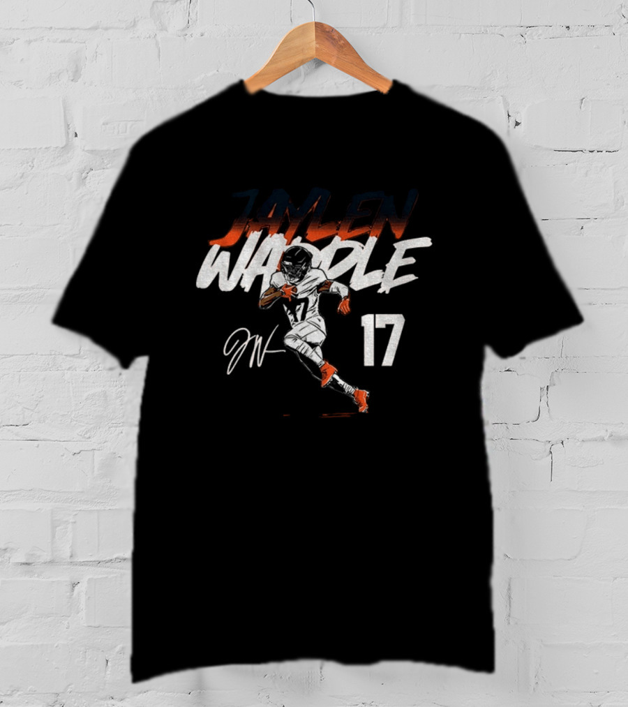 Miami Dolphins Jaylen Waddle 17 Signature Football T-Shirt