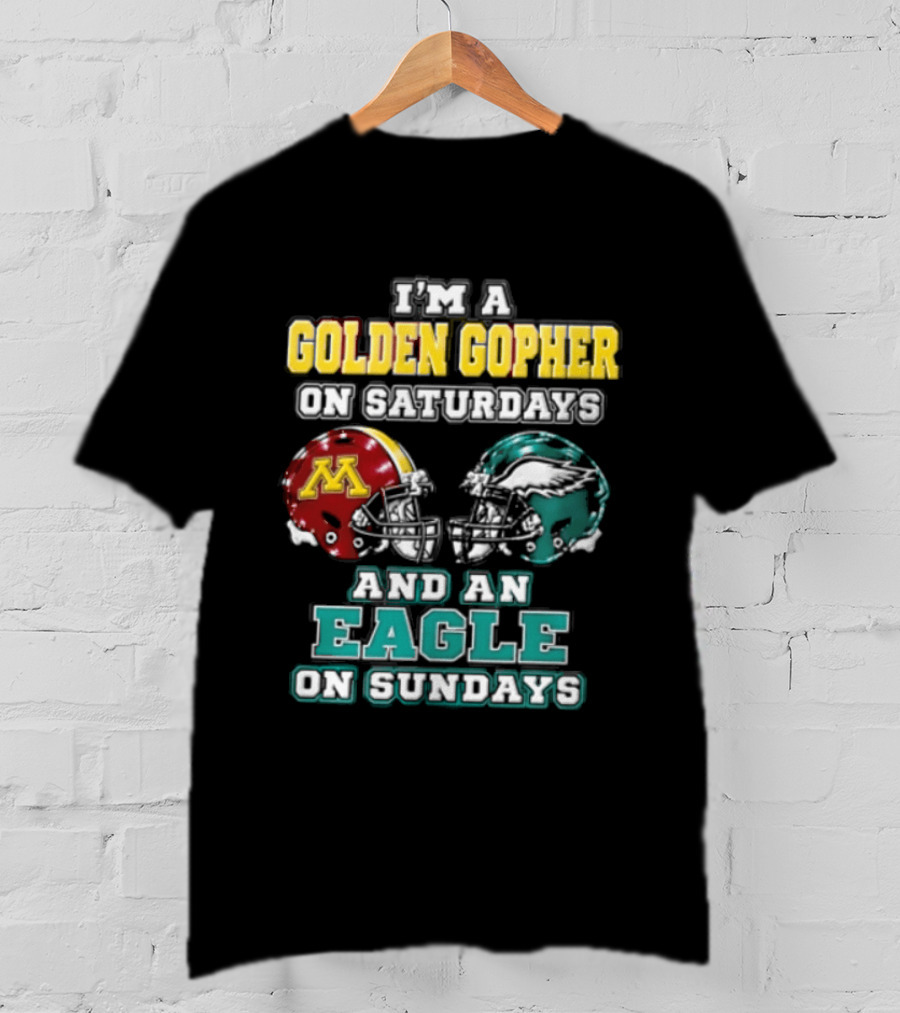 Golden Gopher On Saturdays Eagle On Sundays Helmets T-Shirt
