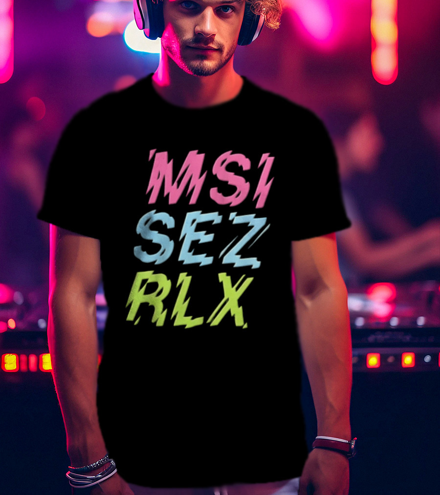 MSI SEZ RLX Glitch Neon Colors Pink Blue Yellow T-Shirt