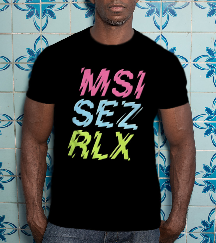 MSI SEZ RLX Glitch Neon Colors Pink Blue Yellow T-Shirt
